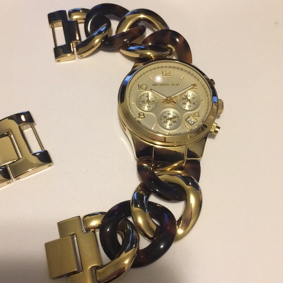 Michael Kors MK4222 chain link Acrylic Gold